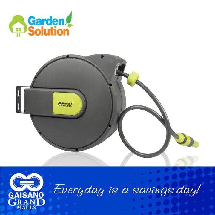 SALE！Garden Solution 15m Auto Retract Hose Reel, Wallmounted Auto Hose