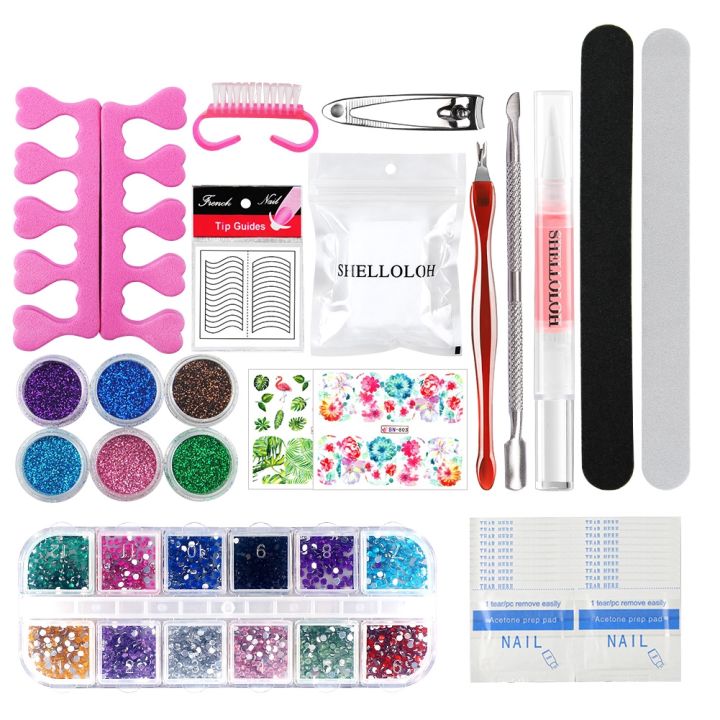 36w-led-nail-dryer-lamp-10pcsset-gel-nail-kit-with-6pcs-nail-powder-manicure-designs-tools-set