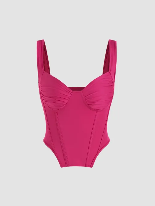 Cider Solid Seam Corset Tank Top เสื้อคอร์เซ็ทผู้หญิง เสื้อแฟชั่นผญ สไตล์เซ็กซี่ Lazada.co.th