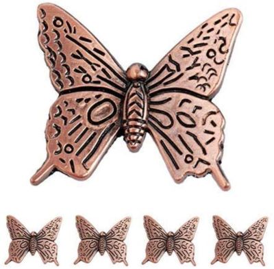 ✆ 5Pcs Pull Handles Knobs Cupboard Door Knobs Cabinet Handles Furniture Chest Drawer Farmhouse Style Vintage Butterfly Red Bronze