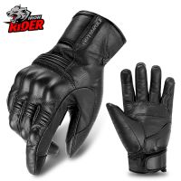 hotx【DT】 Leather Windproof Cycling Gloves Riding MTB Warm Motorcycle