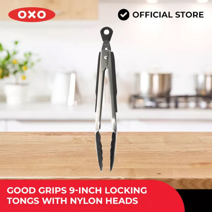 OXO Good Grips Locking Tongs with Nylon Heads, 9