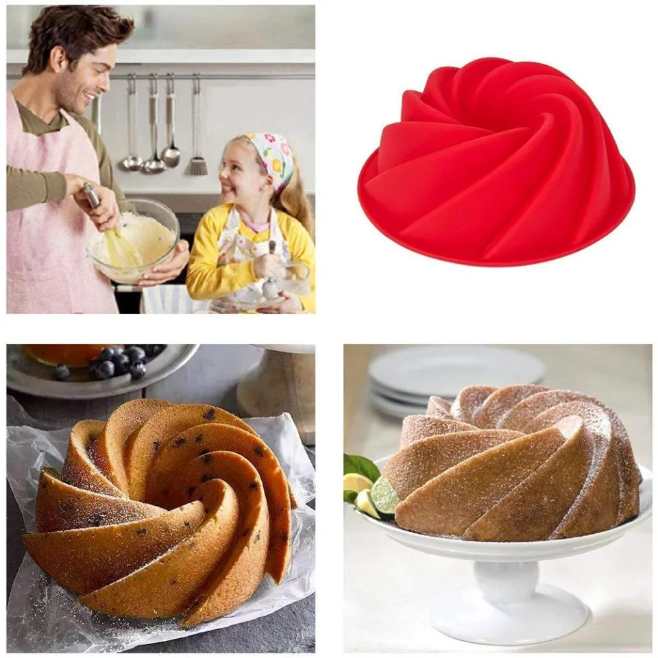 Large Spiral Shape Silicone Bundt Cake Pan 6 inch Bread