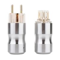 YYAUDIO Hifi EU Standard Power Plug 24K Gold Plated Ferrule Power Plug Male Female Power Plug High Quality Audio Connector