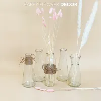 Lọ hoa - Bình hoa thủy tinh Happy Flower trang trí phòng ngủ, phòng khách, bàn làm việc 18-20cm