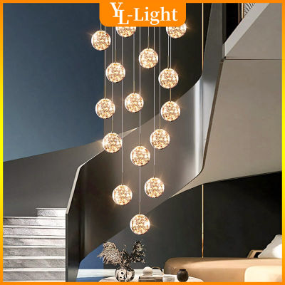 บันไดจี้ไฟ LED เพดานสูงห้องนั่งเล่นแสงตกแต่งภายในโคมไฟห้องรับประทานอาหารหลอดไฟเปลี่ยนได้ 14