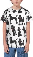 Black Poodle in Action Seamless Boy Short Sleeve T-Shirt Quick Dry Lightweight Tee Shirt for Youth