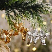 6pcs Gold Silver Angel Pendant 2022 Christmas Party Decoration Christmas Tree Decor Hanging Ornaments New Year Gifts for Kids