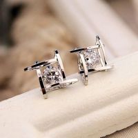 Honnyzia Shop New Fashion Women Earring Hollow Out Square Zircons Earrings Ear Studs