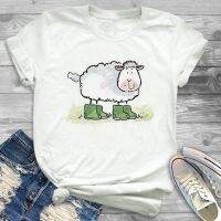 Ladies Casual Fashion Cute Sheep Short Sleeve Fashion Print Summer Ladies Womens Tops T-shirts T-shirts Womens T-shirts.