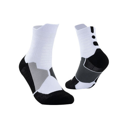 KUVN ถุงเท้ากันลื่นหนาสำหรับเล่นบาสเก็ตบอลมืออาชีพถุงเท้าฟุตบอลความยาวปานกลาง