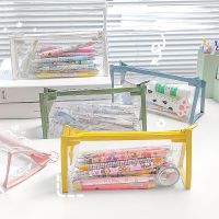 ∏▦ PVC Transparent Pencil Case Waterproof Pencil Bags for Students Stationery School Supplies Portable Pen Pencil Pouch Bag