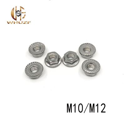 M10/M12 Lock Nut Kunci Hex Flange Nut Hardwar Anti Slip Sendok Kacang 201 Stainless Steel Flange Nut