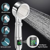 Shower Head Intelligent Temperature Display LED 4 Modes Adjustable High Pressure Water Saving Sprayer Bathroom Accessories Tool
