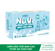 Thùng 48 Hộp NuVi 100% Sữa Tươi Sữa Tươi Tiệt Trùng Ít Đường hộp 180ml thumbnail