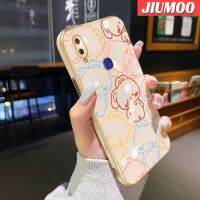 เคส JIUMOO สำหรับ Vivo V11i Z3 Z3i เคสโทรศัพท์กันกระแทกลายการ์ตูนกระต่ายมินิมอลกันกระต่ายขอบด้านข้างสี่เหลี่ยมดั้งเดิมแบบนิ่มเคสชุบลวดลายเคลือบหรูหราฝาครอบหลังเต็มรูปแบบเคสป้องกันกล้อง