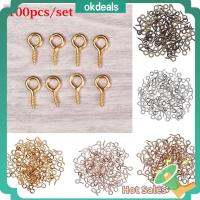 OKDEALS 100pcs/pack พวงกุญแจ เครื่องประดับ แฮนด์เมด หมุดเกลียว ตะปูเกลียว เล็บแกะ DIY