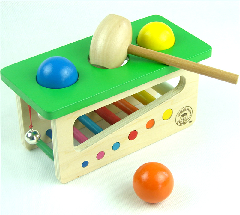 Music Sound Wooden Toys Knock Balls Table Hammer for Baby Kids Best Gift G 