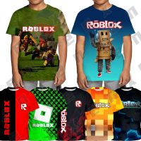 YAYA * Robloxs เสื้อยืดสำหรับเด็กผู้ชาย,เสื้อยืดลายการ์ตูน3D เสื้อยืดแขนสั้นเสื้อฤดูร้อนคอกลม