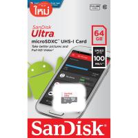 SanDisk MicroSDHC Ultra Class10 Memory Card ขนาดความจุ 64GB ความเร็ว 100MB/S (SDSQUNR_064G_GN3MN)