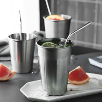 350ml 500ml Water Cups Ins Silver Stainless Steel Cold Drink Cup Nordic Home Breakfast Milk Tea Juice Tumbler Beer Mug