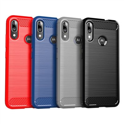 เคสซิลิโคนกันกระแทกสไตล์ใหม่สำหรับ Moto E6 Plus E6 + ฝาครอบนิ่มป้องกันทุกส่วนของเครื่อง E6s สำหรับ Moto E6S E6 Plus เคสคาร์บอนไฟเบอร์สุดหรู