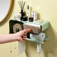 Multifunctional tissue box storage box wall mounted storage rack hair dryer storage rack tissue holder white toilet paper holder Toilet Roll Holders