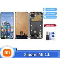 จอแสดงผล Super AMOLED Mi 11หน้าจอสัมผัสจอแสดงผลแอลซีดีดิจิทัลสำหรับ Xiaomi Mi 11 M2011K2C M2011K2G กรอบสำรอง