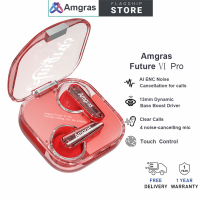 ?ผลิตภัณฑ์ดั้งเดิม + Gratis Ongkir?Amgras Future รา True Wireless โปร่งแสงหูฟังบลูทูธ5.3 ENC ตัดเสียงรบกวนและระบบสเตอริโอ