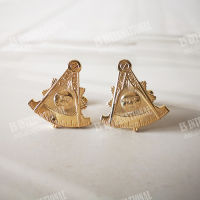 one pair of Freemason Masonic Cufflinks Past Master Gold Color 3D Design present Commemorative ornaments Clothing accessories