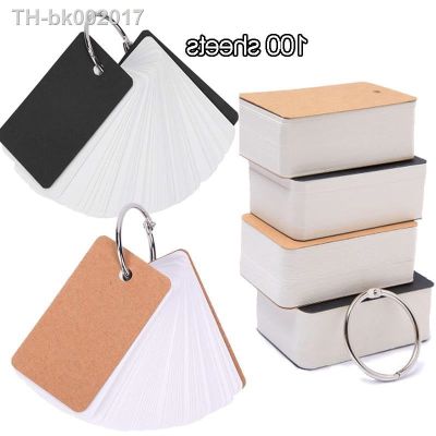 ▼✙✌ 100 Sheets Kraft Paper Blank Flashcards with Binder Rings Spiral Notepads Kids Mini Notebooks Study Cards book kawaii Stationery