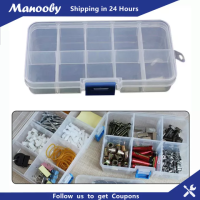 Manooby พลาสติกปรับได้ส่วนประกอบกล่องเก็บของมีช่องแบ่งOrganizerชิ้นส่วนกล่องสำหรับสกรู,ฮาร์ดแวร์และหัตถกรรม,สีขาวใส 1 pcs