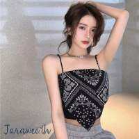 ?Jarawee.th?พร้อมส่ง??เสื้อสายเดี่ยวเสื้อผ้าแฟชั่นลายสีดำเก๋ๆสุดนักรักแนวสาวเกาหลี???