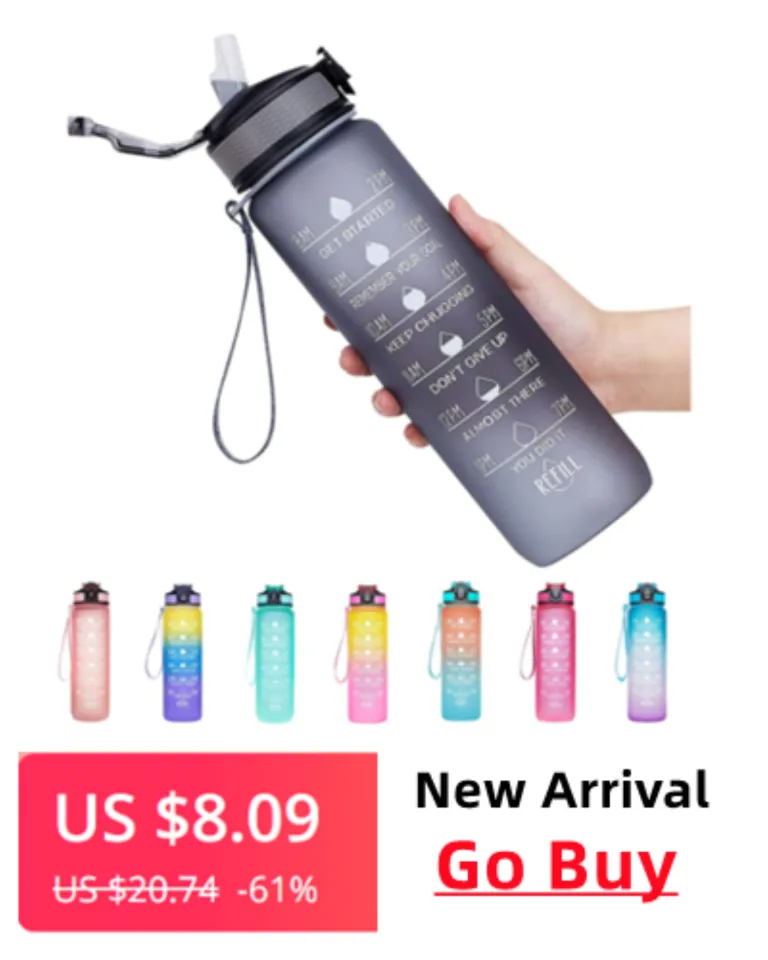 Water Bottle 2 Liters with Lid and Straw Timescale Reminder for Sport  Outdoors Cute Water Bottles for Girls Free Shipping Items