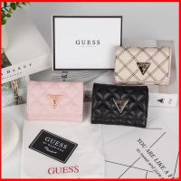 Guess new rhomboid tri-fold wallet mini coin purse soft face fashion embroidery thread trend short wallet women
