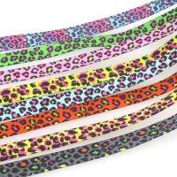 DHK 3/8inch 5yards Leopard Printed Grosgrain Ribbon Accessories Sewing Craft Headwear DIY Decoration DIY 9mm C2035 Gift Wrapping  Bags