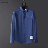 ?【6สี】Original Thom Brownes Breathable Men S Long Sleeve Shirt 100% Cotton New Design High-Quality Slim Fit Formal Social Office Shirt For Men?