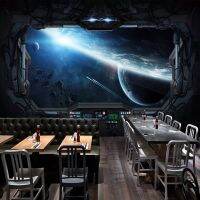 วอลเปเปอร์ภาพถ่าย3D ตามสั่ง Cosmic Space Cabin ยานอวกาศภาพวาดติดผนัง3D ร้านอาหารโรงแรมอินเทอร์เน็ต Gaming Room ภาพจิตรกรรมฝาผนัง