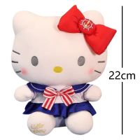 ตุ๊กตาสัตว์จำลองเฮลโลคิตตี้ Sanrio 22ซม. สำหรับเด็กผู้หญิง Juguetes Para Niñas KT ตุ๊กตาสัตว์อะนิเมะแมวน่ารัก Plushies ตุ๊กตาเฮลโลคิตตี้