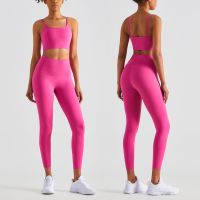 [COD] and Lycra yoga suit fake 2 pieces suspenders sports anti-rolling high waist hip lifting tight fitness