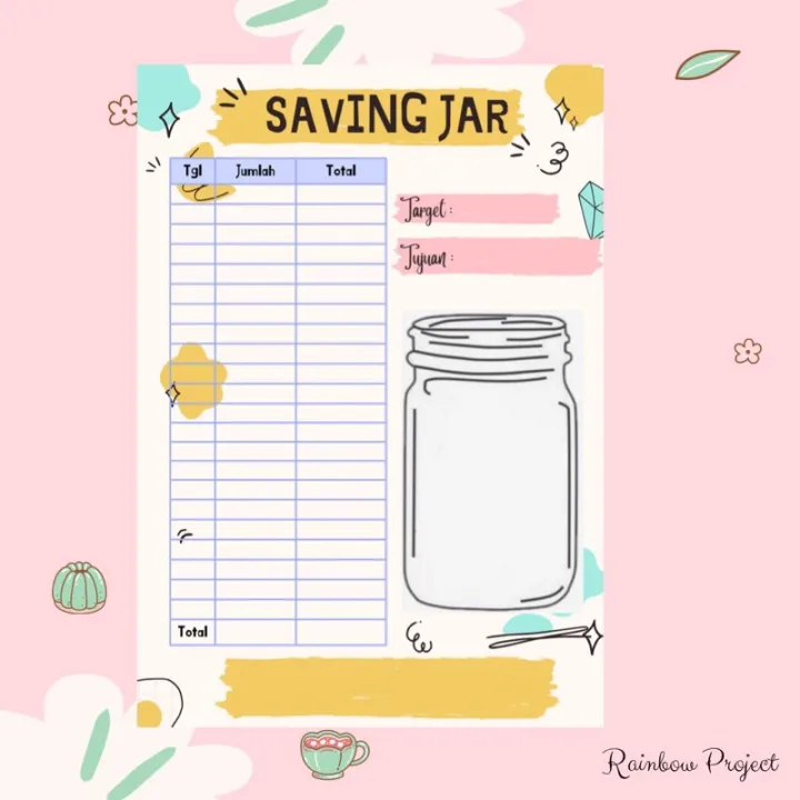 Isian Binder Catatan Menabung Tabungan Target Saving Jar Budgeting