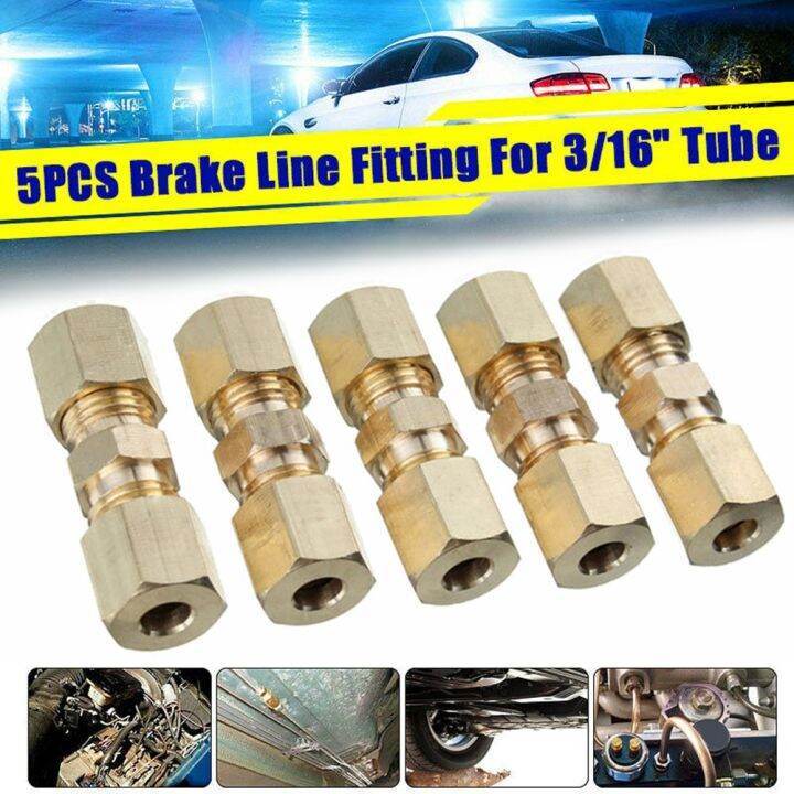 5Pcs Brake Lines Union Brass Compression Fittings 3/16'' OD Replacement