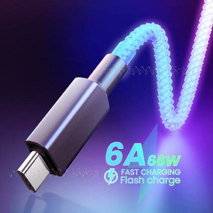 [HOT] 6A USB Type C Cable 66W USB C Fast Chaging Cable For Huawei Pro