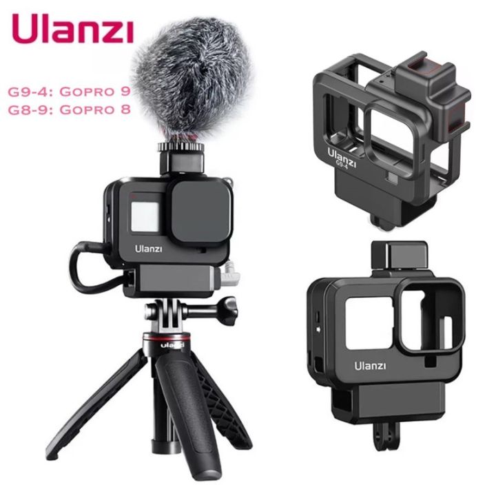เคส-gopro-12-11-10-9-8-ulanzi-เคสติดไมค์โครโฟน-vlog-case-plastic-frame-extend-cold-shoe-for-microphone-battery-mic-adapter