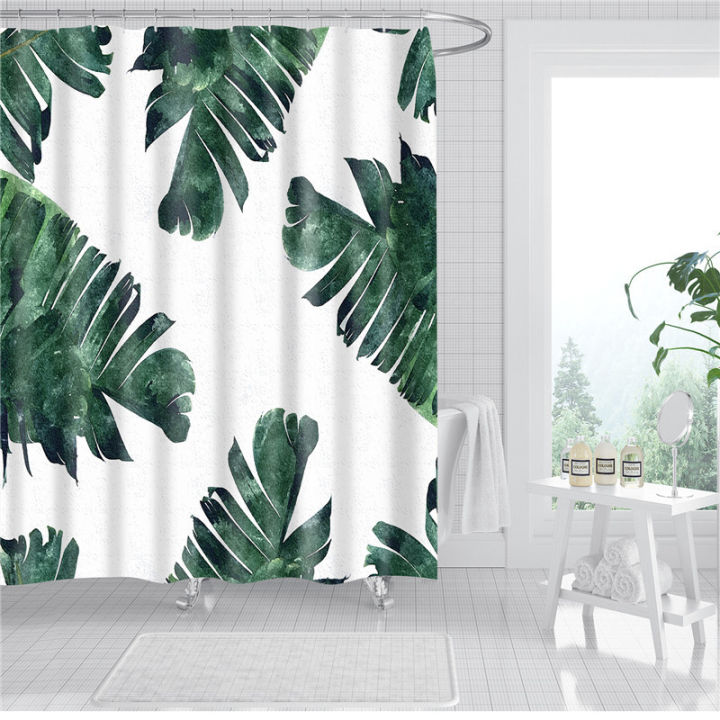 shower-curtain-set-3d-printing-green-tropical-leaves-natural-plant-polyester-waterproof-bath-curtain-with-hooks-for-bathroom