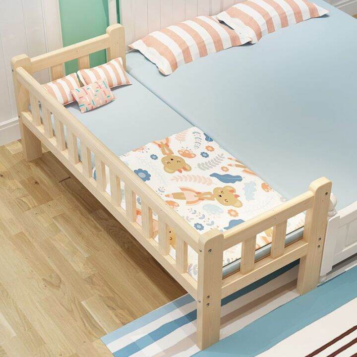 Kids Bed Frame Children Bed With Fence Solid Wood Baby Widened Boy Girl ...