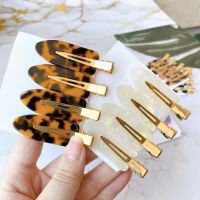 【YF】✷☬ↂ  4 Pcs Leopard Seamless Hair Clip Acetate Sheet No Bend Bangs Duckbill Hairpins Styling