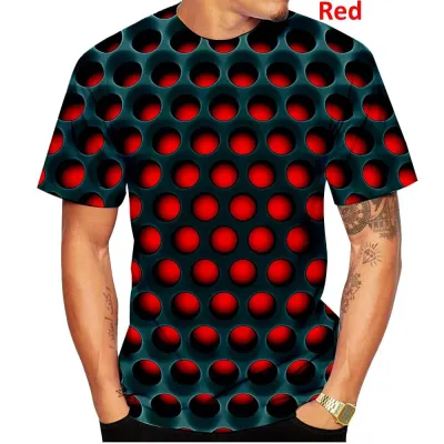 เสื้อยืด3D ลายเรขาคณิตสามมิติสำหรับผู้ชายเสื้อยืดแฟชั่นแขนสั้นพิมพ์ลายดิจิตอลแบบลำลอง