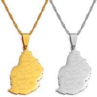 【CC】 Anniyo 3.2cm Mauritius Map Name Pendant Necklaces for Color/Gold Color Africa Jewelry  127821