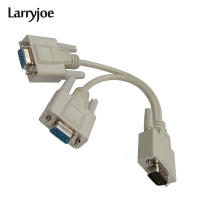 【Hot deal】 Larryjoe ตัวแยกสาย VGA 15ขาตัวผู้ไปยังตัวเมีย2ตัว Y สายวิดีโอต่อขยายตัวแปลง SVGA ตะกั่วสำหรับพีซีทีวี